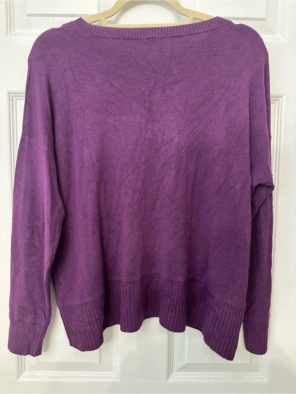 Eileen Fisher Purple Scoop Neck Relaxed Knit Sweater